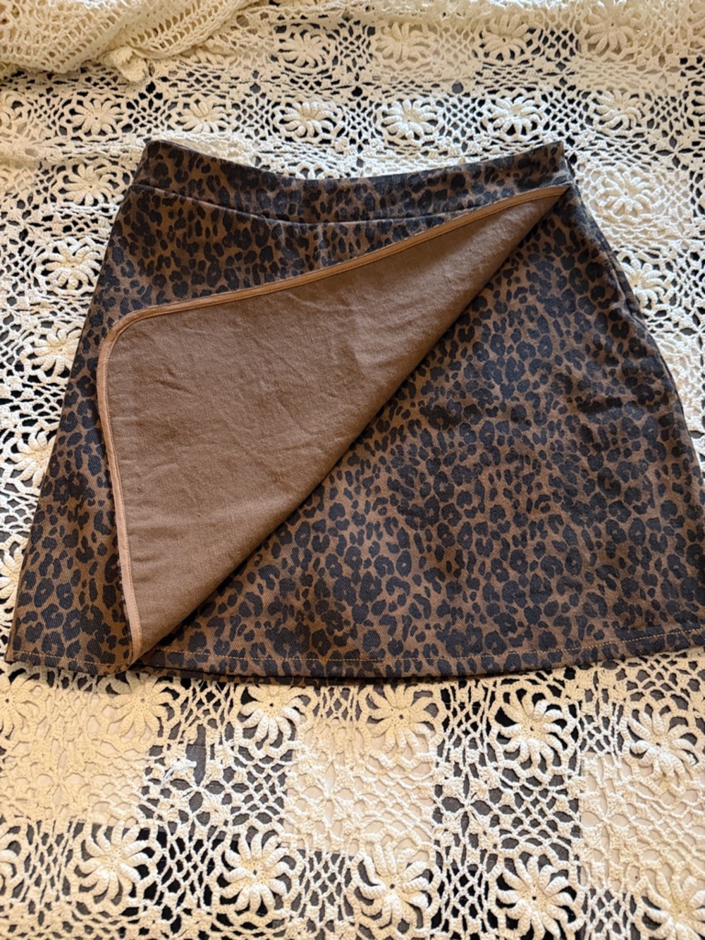 Leopard Print Button-Front Dress Shirt Jacket And Skort- Brown - Picture 4 of 8